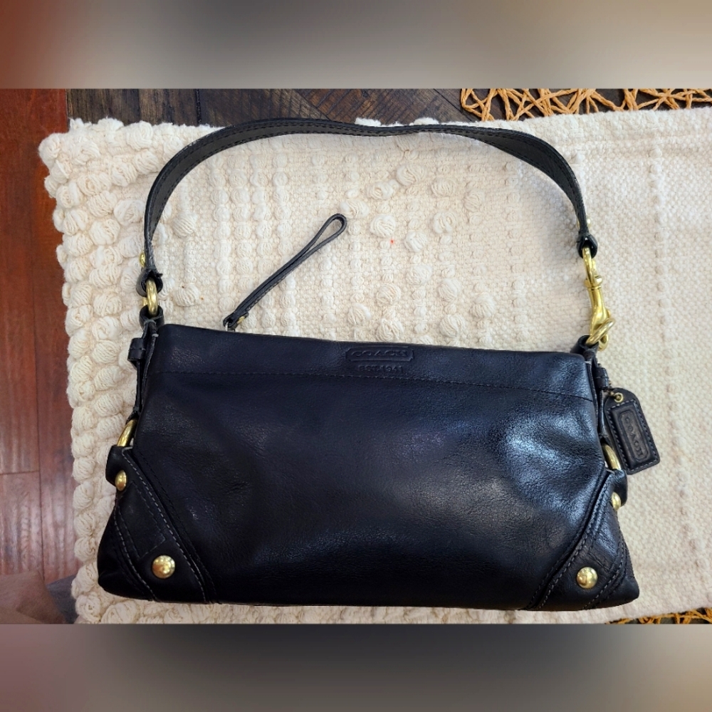 Y2K Coach Carly Black Leather Hobo Small Shoulder Bag
